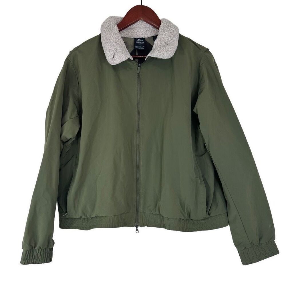 Nike Shield Cropped Olive Bomber Jacket Womens XXL Outdoor Golf Water Resistant